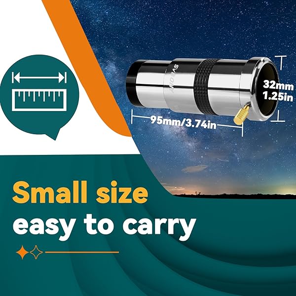 SVBONY "SVBONY SV137 3X Barlow Lens - 1.25" Telescope Accessory with Metal Body & Multi-Coated Eyepiece" - View 3 of 9