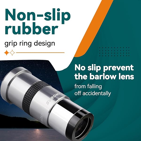 SVBONY "SVBONY SV137 3X Barlow Lens - 1.25" Telescope Accessory with Metal Body & Multi-Coated Eyepiece" - View 5 of 9