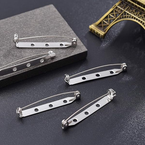 LiQunSweet LiQunSweet 10-Piece 304 Stainless Steel Brooch Bar Pins Safety Catch Back Pins 1.5 Inch for Craft Jewelry Making - View 4 of 7