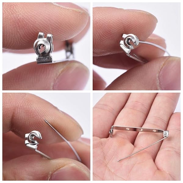 LiQunSweet LiQunSweet 10-Piece 304 Stainless Steel Brooch Bar Pins Safety Catch Back Pins 1.5 Inch for Craft Jewelry Making - View 5 of 7