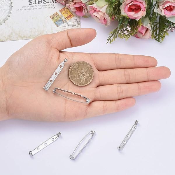 LiQunSweet LiQunSweet 10-Piece 304 Stainless Steel Brooch Bar Pins Safety Catch Back Pins 1.5 Inch for Craft Jewelry Making - View 6 of 7