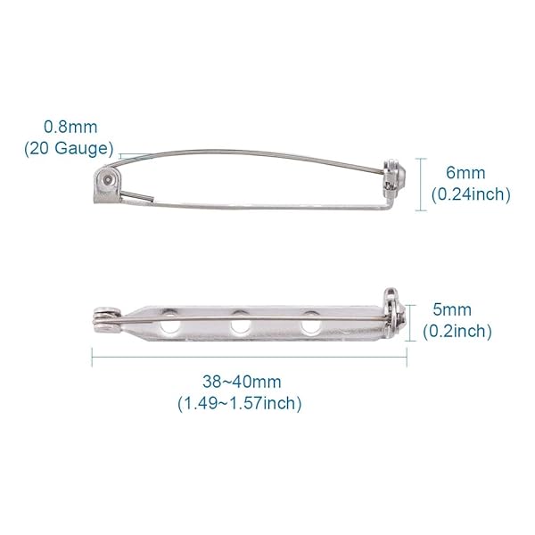 LiQunSweet LiQunSweet 10-Piece 304 Stainless Steel Brooch Bar Pins Safety Catch Back Pins 1.5 Inch for Craft Jewelry Making - View 7 of 7