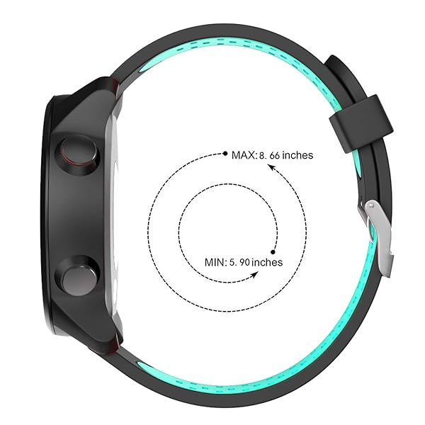 ISABAKE ISABAKE 20mm Soft Silicone Watch Band for Garmin Vivoactive 3 Forerunner 245 645 Venu Sq Vivomove HR Replacement Strap Black Green - View 6 of 7