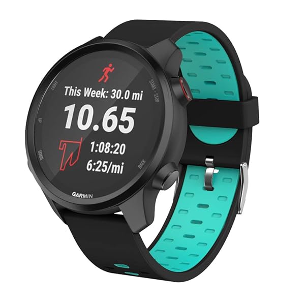 ISABAKE ISABAKE 20mm Soft Silicone Watch Band for Garmin Vivoactive 3 Forerunner 245 645 Venu Sq Vivomove HR Replacement Strap Black Green