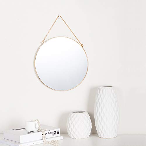 Dahey Dahey Small Gold Round Hanging Circle Mirror Wall Decor for Living Room Bathroom Bedroom 11.75 x 11.75 Inches - View 3 of 6