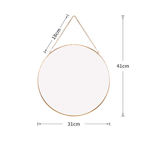 Dahey Dahey Small Gold Round Hanging Circle Mirror Wall Decor for Living Room Bathroom Bedroom 11.75 x 11.75 Inches - View 6 of 6