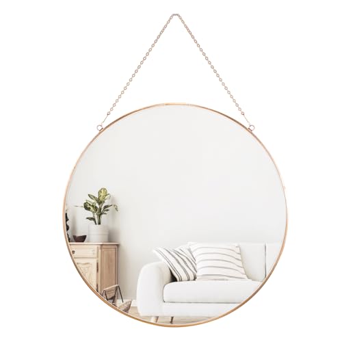 Dahey Dahey Small Gold Round Hanging Circle Mirror Wall Decor for Living Room Bathroom Bedroom 11.75 x 11.75 Inches