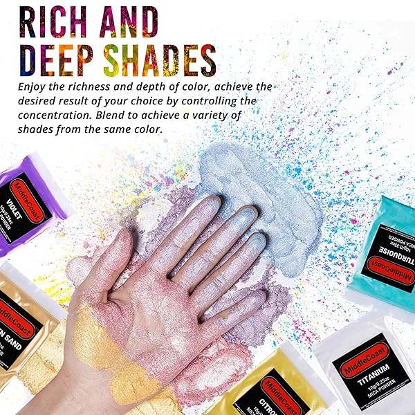 MIDDLECOAST MIDDLECOAST Mica Powder for Epoxy Resin 25 Colors 8.8oz Pigment Powder for Soap Making Bath Bombs Makeup Slime Candle Dye Lip Gloss - View 6 of 9