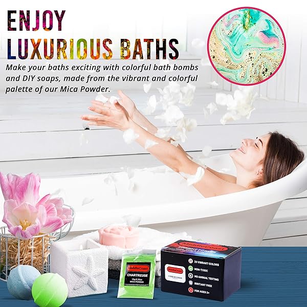 MIDDLECOAST MIDDLECOAST Mica Powder for Epoxy Resin 25 Colors 8.8oz Pigment Powder for Soap Making Bath Bombs Makeup Slime Candle Dye Lip Gloss - View 7 of 9