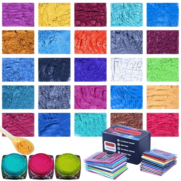MIDDLECOAST MIDDLECOAST Mica Powder for Epoxy Resin 25 Colors 8.8oz Pigment Powder for Soap Making Bath Bombs Makeup Slime Candle Dye Lip Gloss