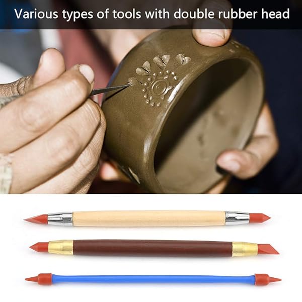 Thincol Pottery Clay Sculpting Tools Set: 3pcs Modeling Pens with Silicone Heads for DIY Art Projects & Sculpture - View 4 of 10