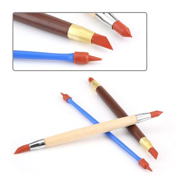 Thincol Pottery Clay Sculpting Tools Set: 3pcs Modeling Pens with Silicone Heads for DIY Art Projects & Sculpture - View 6 of 10
