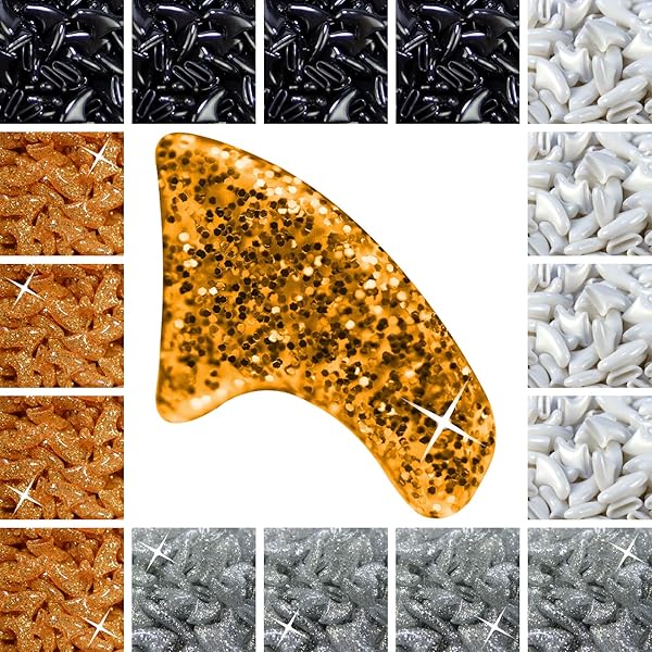 zetpo Zetpo 80 Pcs Cat Claw Covers Nail Caps with Adhesives and Applicators in Black White Silver Glitter and 24k Gold Glitter
