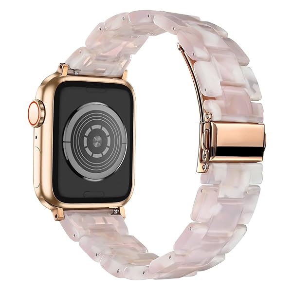 Wongeto Wongeto Band for Apple Watch 38mm 40mm 41mm Series 7 6 SE 5 4 3 2 1 Fashion Resin Strap with Stainless Steel Buckle Flower Pink - View 3 of 9
