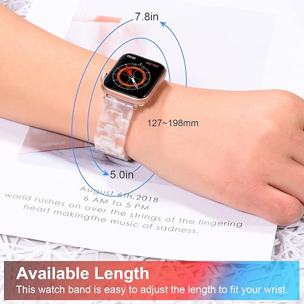 Wongeto Wongeto Band for Apple Watch 38mm 40mm 41mm Series 7 6 SE 5 4 3 2 1 Fashion Resin Strap with Stainless Steel Buckle Flower Pink - View 5 of 9