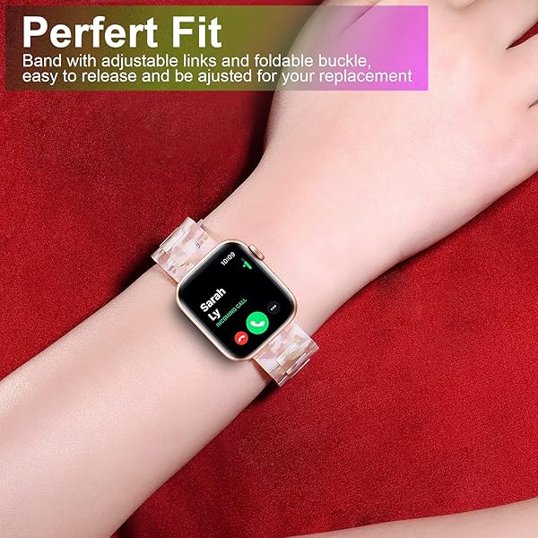 Wongeto Wongeto Band for Apple Watch 38mm 40mm 41mm Series 7 6 SE 5 4 3 2 1 Fashion Resin Strap with Stainless Steel Buckle Flower Pink - View 6 of 9