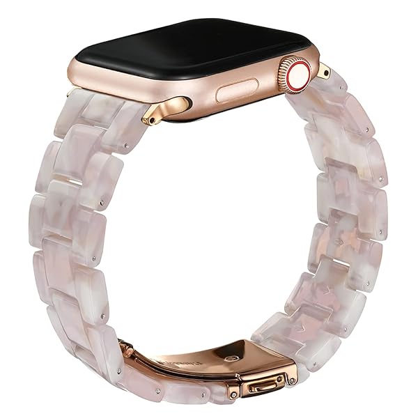 Wongeto Wongeto Band for Apple Watch 38mm 40mm 41mm Series 7 6 SE 5 4 3 2 1 Fashion Resin Strap with Stainless Steel Buckle Flower Pink