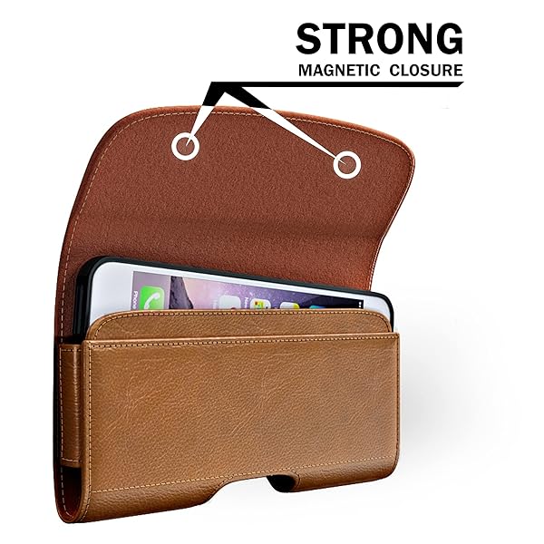 PiTau PiTau Holster for iPhone SE 8 7 6s 6 Premium Belt Holder Case with Clip Loops ID Card Pouch Fits Otterbox Commuter Brown - View 3 of 6