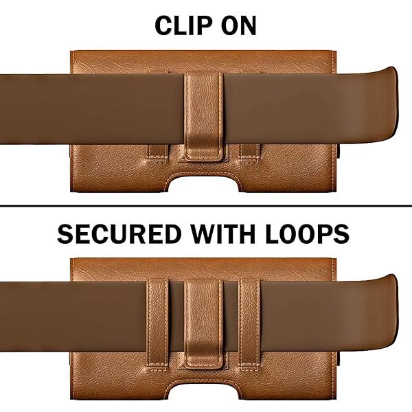 PiTau PiTau Holster for iPhone SE 8 7 6s 6 Premium Belt Holder Case with Clip Loops ID Card Pouch Fits Otterbox Commuter Brown - View 4 of 6