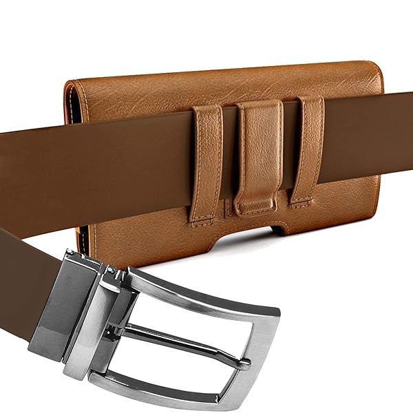 PiTau PiTau Holster for iPhone SE 8 7 6s 6 Premium Belt Holder Case with Clip Loops ID Card Pouch Fits Otterbox Commuter Brown - View 6 of 6