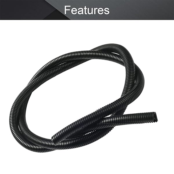 Othmro Othmro 6.56Ft Corrugated Tube 0.67 ID Flexible Bellows Pipe for Home Outdoor Automotive Marine Wire Wrap Cover Black - View 3 of 9