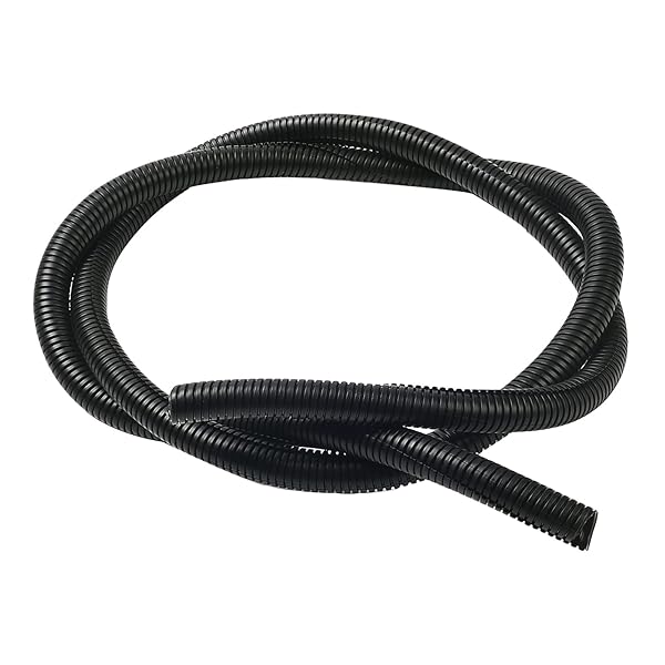 Othmro Othmro 6.56Ft Corrugated Tube 0.67 ID Flexible Bellows Pipe for Home Outdoor Automotive Marine Wire Wrap Cover Black