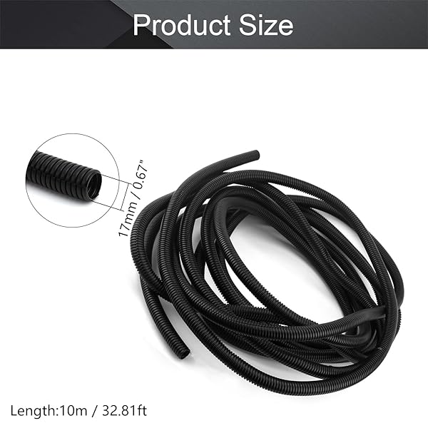 Othmro Othmro 32.81Ft Corrugated Tube 0.67 ID Flexible Bellows Pipe for Home Outdoor Automotive Marine Wire Wrap Cover Black - View 2 of 9
