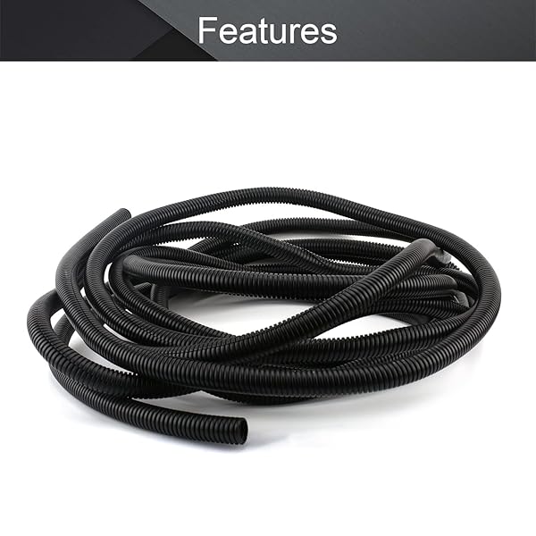 Othmro Othmro 32.81Ft Corrugated Tube 0.67 ID Flexible Bellows Pipe for Home Outdoor Automotive Marine Wire Wrap Cover Black - View 4 of 9
