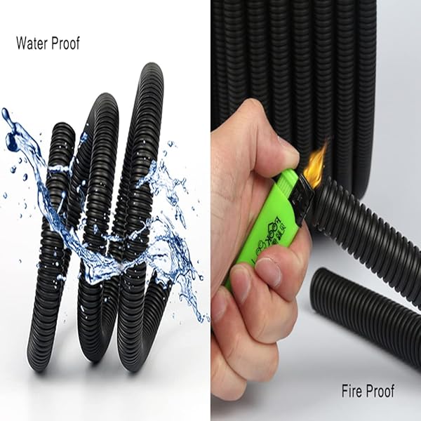 Othmro Othmro 1pcs 0.79in ID 6.56ft Flexible Electrical Conduit Split Wire Loom Tubing for Home Outdoor Automotive Marine Wire Harness Cover Black - View 5 of 9