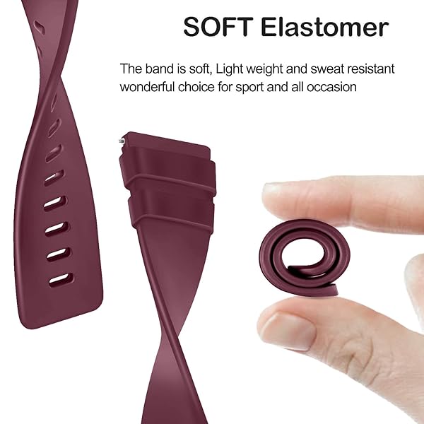 Tobfit Tobfit Sport Bands for Fitbit Versa 2 and Versa Soft TPU Wristbands for Women and Men in Wine Red Small Size - View 5 of 7