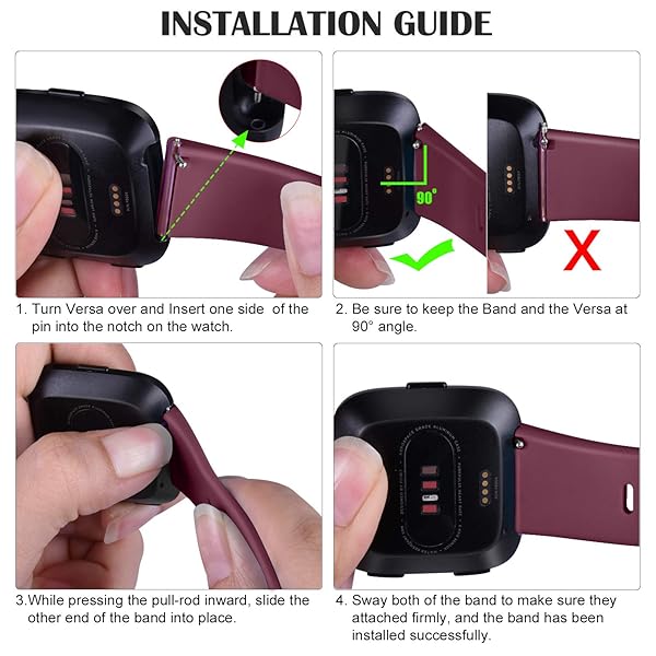 Tobfit Tobfit Sport Bands for Fitbit Versa 2 and Versa Soft TPU Wristbands for Women and Men in Wine Red Small Size - View 6 of 7