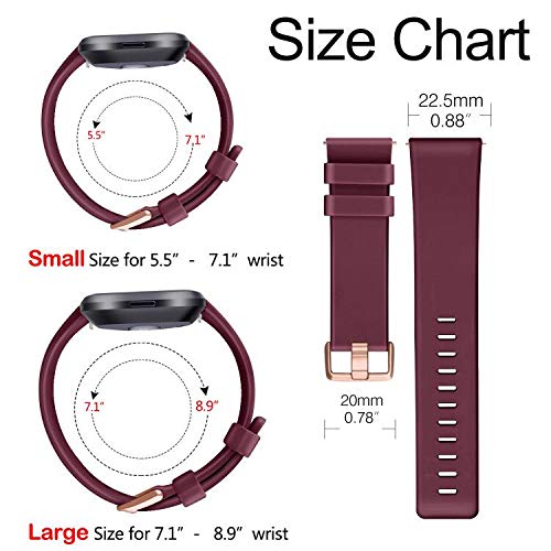 Tobfit Tobfit Sport Bands for Fitbit Versa 2 and Versa Soft TPU Wristbands for Women and Men in Wine Red Small Size - View 7 of 7