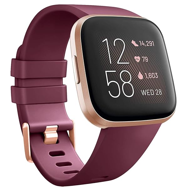 Tobfit Tobfit Sport Bands for Fitbit Versa 2 and Versa Soft TPU Wristbands for Women and Men in Wine Red Small Size