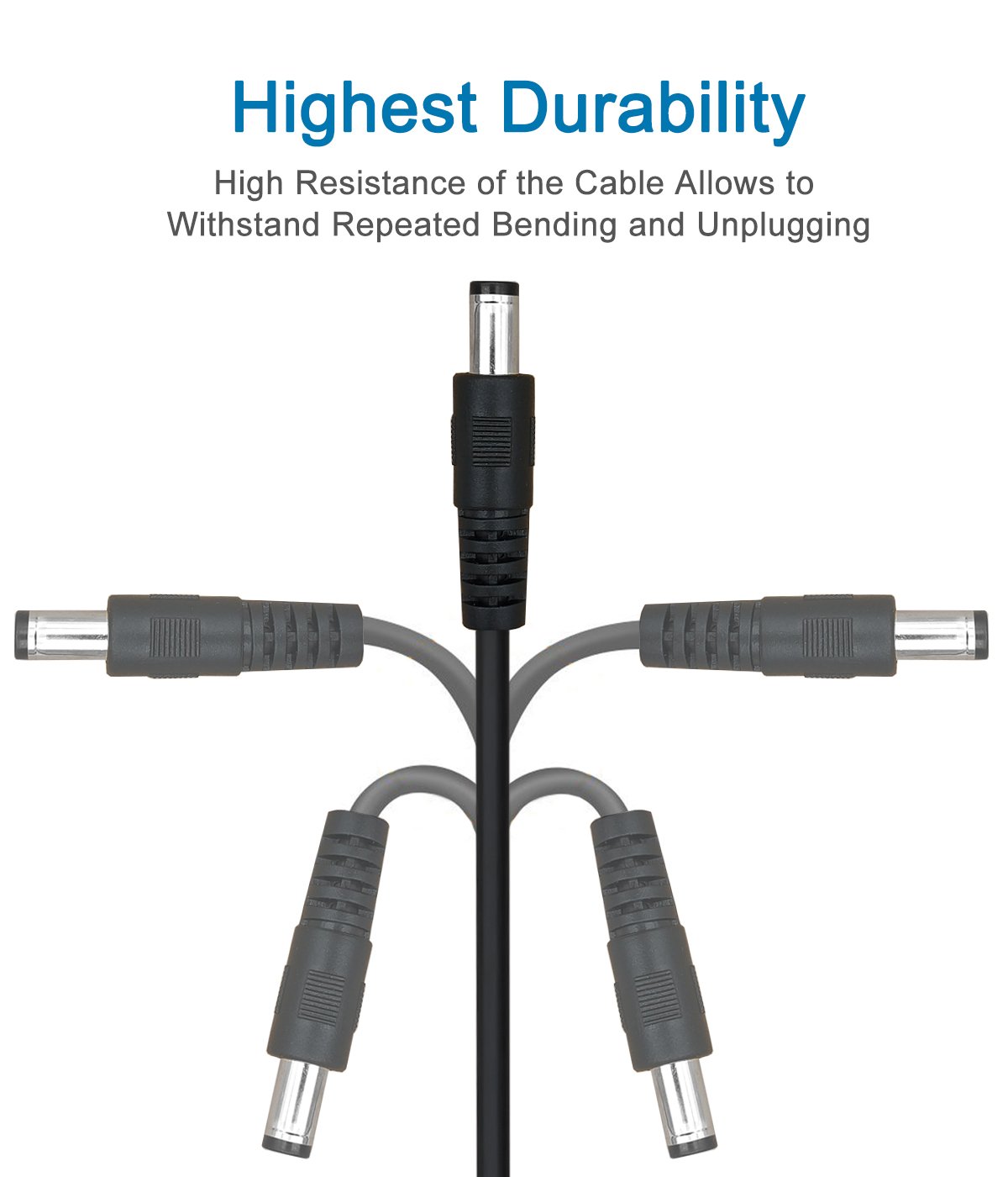 SIOCEN SIOCEN 2 Pack 3ft DC Extension Cable 5.5mm x 2.1mm Male to Female Power Cord for CCTV IP Camera LED Strip and 12v DC Power Supply - View 2 of 5