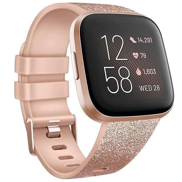 Tobfit Shop Tobfit Sport Bands for Fitbit Versa 2/Versa Lite - Glitter Rose Gold TPU Wristbands for Men & Women