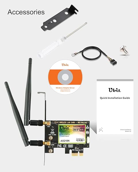 Ubit Ubit PCIe WiFi Card 6E 5400Mbps Dual Band WiFi Adapter with BT 5.2 for Windows 10 and 11 Ultra Low Latency - View 7 of 8