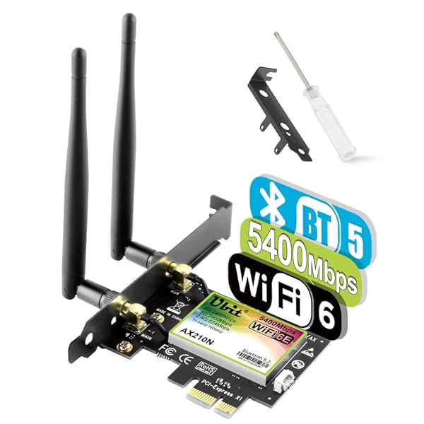 Ubit Ubit PCIe WiFi Card 6E 5400Mbps Dual Band WiFi Adapter with BT 5.2 for Windows 10 and 11 Ultra Low Latency