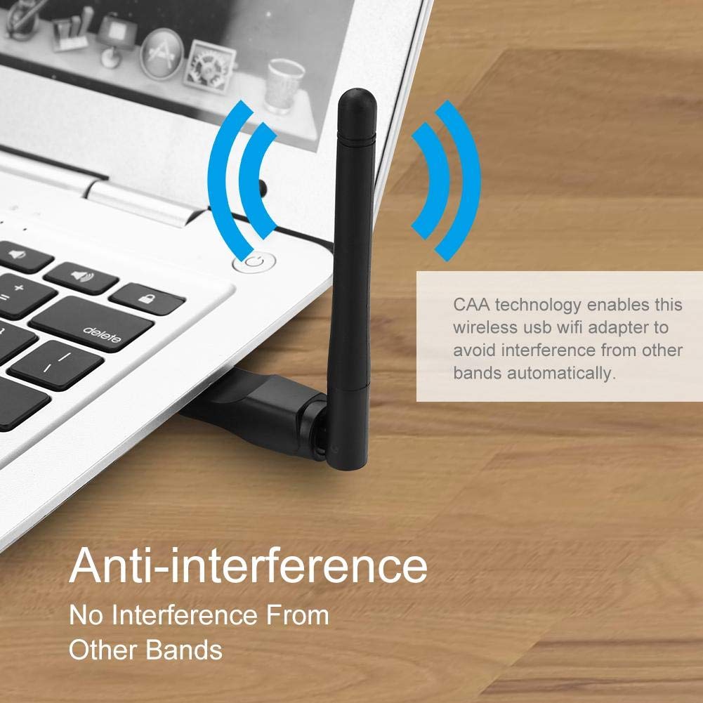 ASHATA 150Mbps USB Adapter with WEP Encryption for Windows & Linux - Fast Network Card for XP, Vista, 7, 8, 10 - View 5 of 9