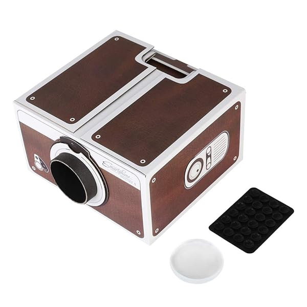 ASHATA ASHATA Mini Projector: Second Generation Portable Home Cinema for Mobile Phones - DIY Smart Projector in Brown
