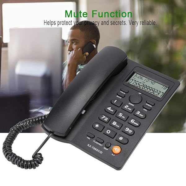 Wendry Caller ID Corded Telephone with Mute Function for Home Office and Hotel Wired Phone in Black - View 4 of 9