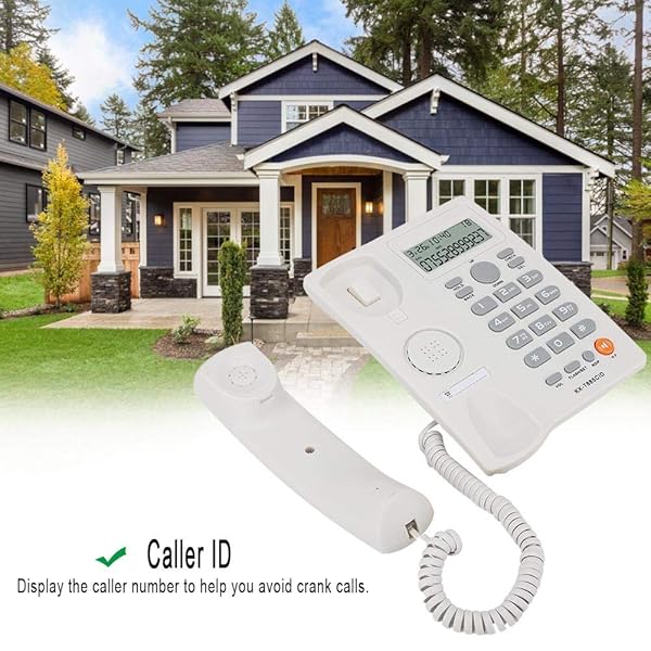 Wendry Corded Telephone with Caller ID Wired Phone for Home Office Hotel Mute Function Desk Telephone in White - View 3 of 9