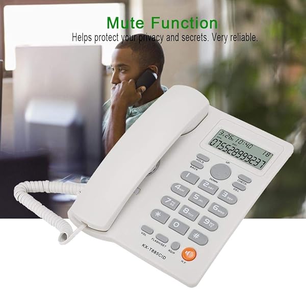 Wendry Corded Telephone with Caller ID Wired Phone for Home Office Hotel Mute Function Desk Telephone in White - View 4 of 9