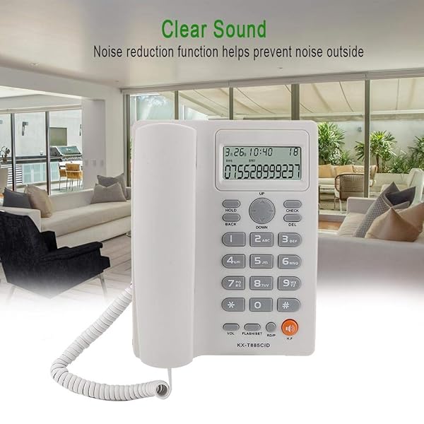 Wendry Corded Telephone with Caller ID Wired Phone for Home Office Hotel Mute Function Desk Telephone in White - View 5 of 9