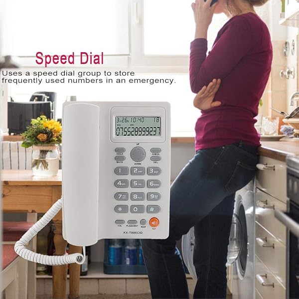 Wendry Corded Telephone with Caller ID Wired Phone for Home Office Hotel Mute Function Desk Telephone in White - View 6 of 9