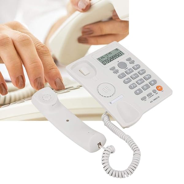Wendry Corded Telephone with Caller ID Wired Phone for Home Office Hotel Mute Function Desk Telephone in White - View 7 of 9