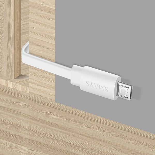 Smays 2 Pack 25ft Flat Micro USB Cable for Wyze Cam Nest Cam Oculus Go Yi Blink Security Camera White - View 5 of 7