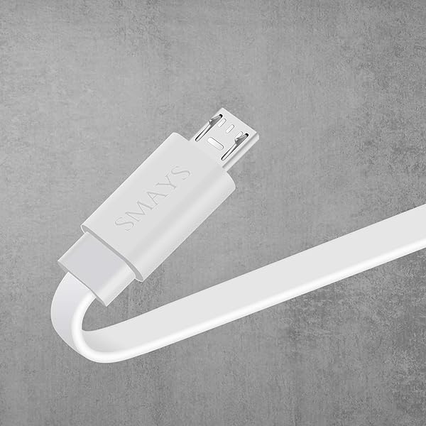 Smays 2 Pack 25ft Flat Micro USB Cable for Wyze Cam Nest Cam Oculus Go Yi Blink Security Camera White - View 6 of 7