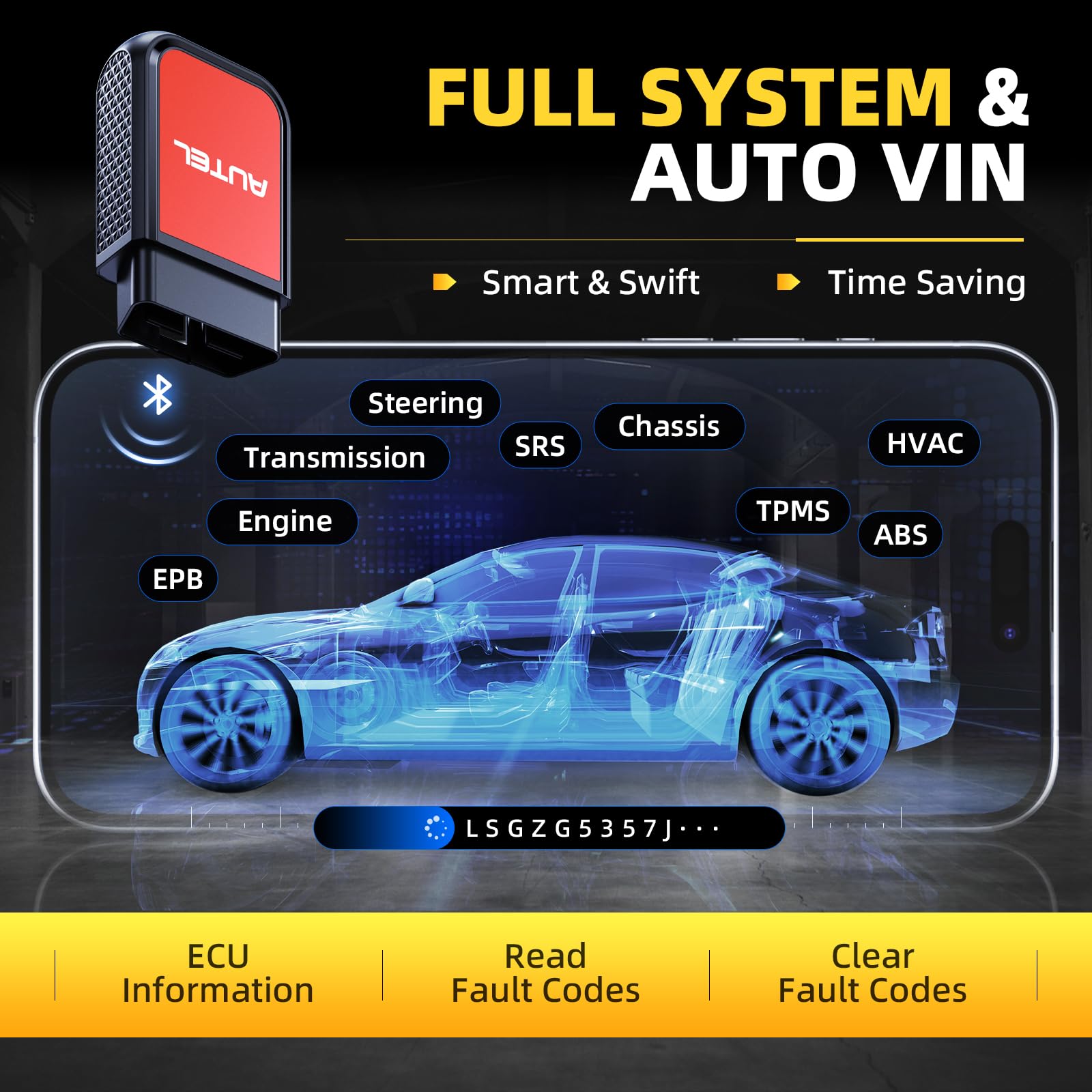 Autel Autel AP2500 OBD2 Scanner Bluetooth Code Reader All System Diagnostic Tool with AutoVIN and 5 Hot Resets for iOS - View 2 of 9