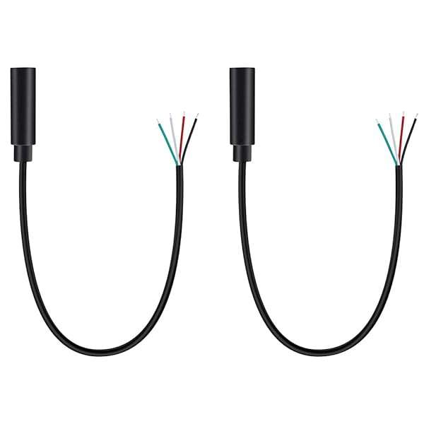 Fancasee Fancasee 2 Pack 3.5mm TRRS Female Jack to Bare Wire Audio Cable for Headphones & Microphones - Easy Repair Solution