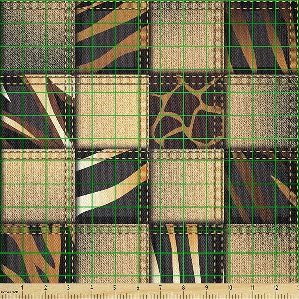 Ambesonne Ambesonne Safari Fabric by The Yard Stretch Knit Denim Patchwork Wilderness Design for Clothing Sewing and Arts Crafts Brown Black - View 3 of 4